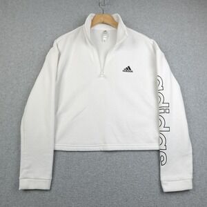 Adidas Primegreen Sweatshirt Womens Medium Cropped Quarter 1/4 Zip Pullover Cozy